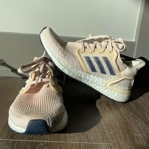 WOMENS Ultraboost Running Shoe - Size 8 - Color Tan/Peachy with Navy Accent